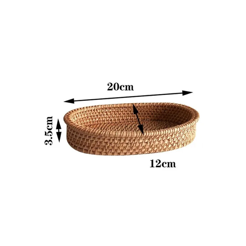 Rattan Handmade Real Rattan Fruit Basket Snack Bread Basket Tray Living Room Snacks Sundries Storage Basket Fruit Tray