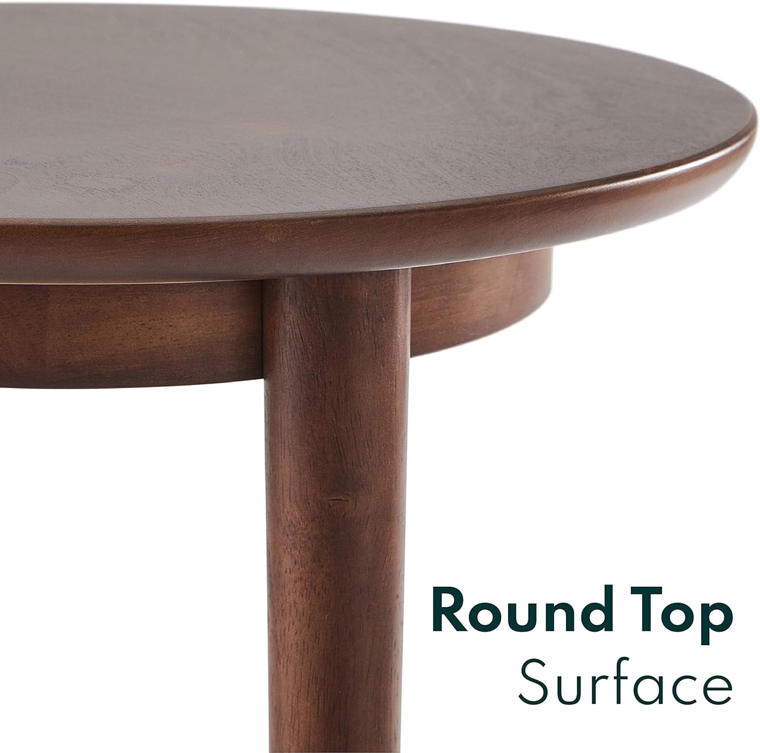 round Side Table with Storage - Walnut End Table for Living Room, Bedroom and Small Spaces, Modern Accent Bedside Tables Easy Assembly, Solid Wood Legs & Natural Rattan