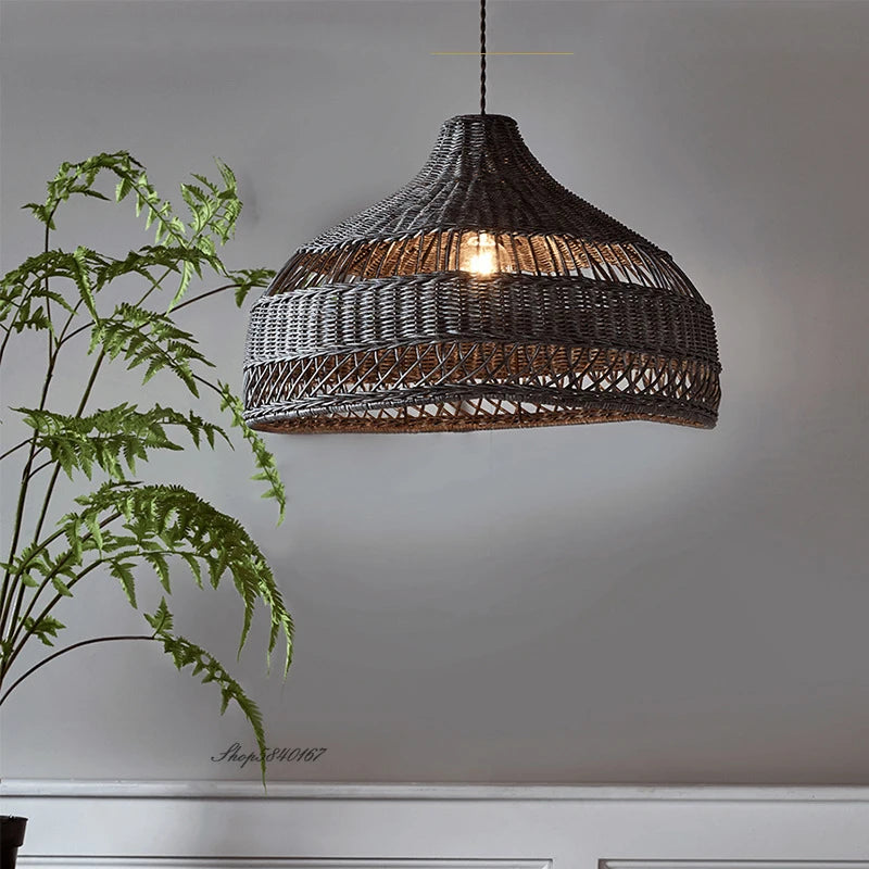 New Chinese Style Pendant Lights Rattan Handmake Hanging Lamp for Living Room Decoration Dining Room Light Fixture E27 Luminaire