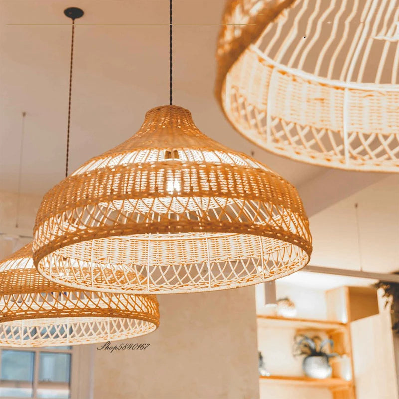 New Chinese Style Pendant Lights Rattan Handmake Hanging Lamp for Living Room Decoration Dining Room Light Fixture E27 Luminaire